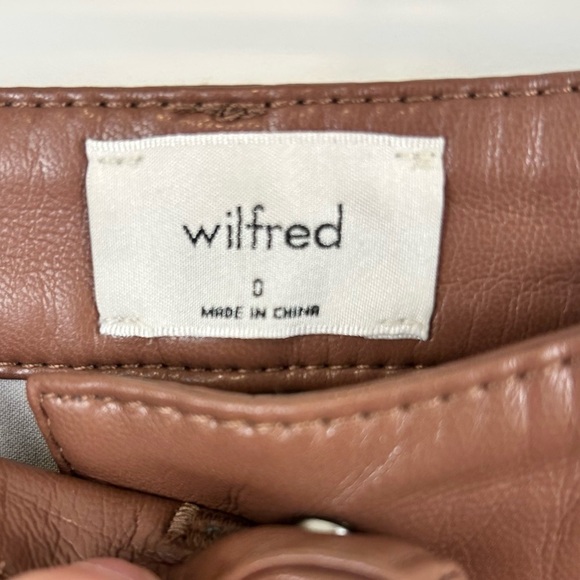 Wilfred Melina Faux Leather Pants Brown Size 0 High Rise Straight Leg Aritzia - Picture 2 of 11